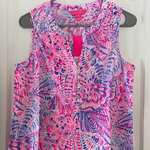 Lilly Pulitzer Essie Top Sleeveless V-Neck Pink Purple Size M Medium NWT